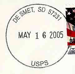 Postmark for De Smet, South Dakota