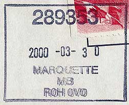 Postmark for Marquette, Manitoba