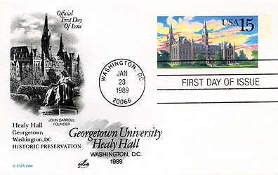 USA postal card showing Georgetown University