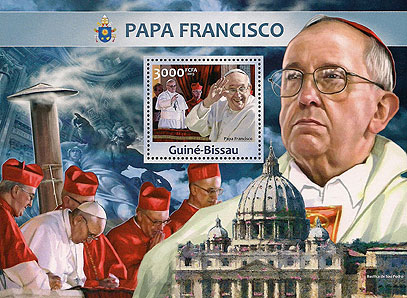 Pope Francis on sheet from Guinea Bissau