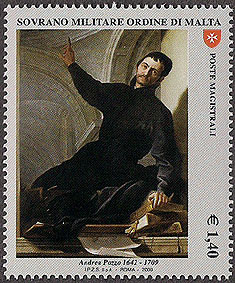 Brother Andrea Pozzo, SJ on Order of Malta stamp