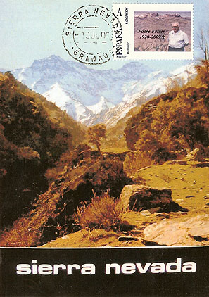 A maximum card which reproduces the cover of Ferrer's Sierra Nevada